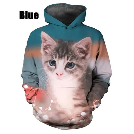 Hoodies Men Funny Animals 3D Cat Long Pullover - Hoodies - heatboywade - Mad Fly Essentials