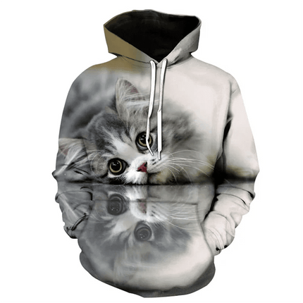 Hoodies Men Funny Animals 3D Cat Long Pullover - Hoodies - heatboywade - Mad Fly Essentials