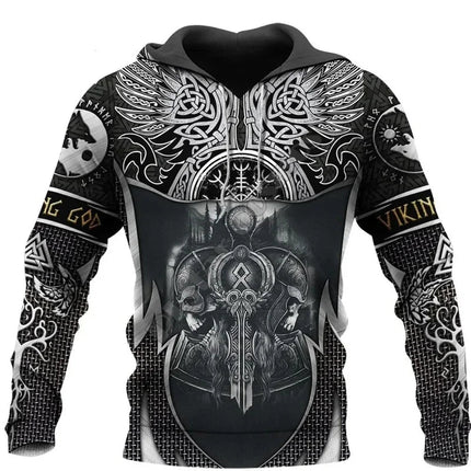 Hoodies Men Heart Skull 3D Medieval Viking Casual Top - Hoodies - PLstar Cosmos - Mad Fly Essentials