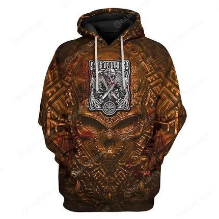 Hoodies Men Heart Skull 3D Medieval Viking Casual Top - Hoodies - PLstar Cosmos - Mad Fly Essentials