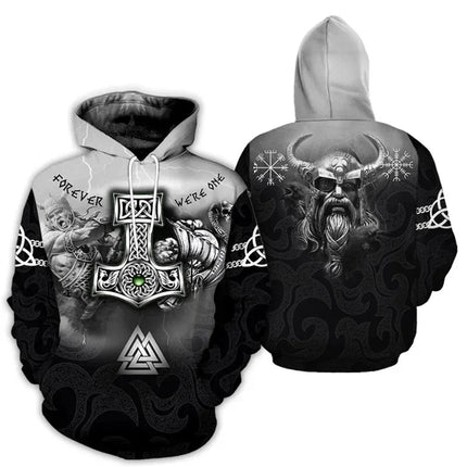 Hoodies Men Heart Skull 3D Medieval Viking Casual Top - Hoodies - PLstar Cosmos - Mad Fly Essentials