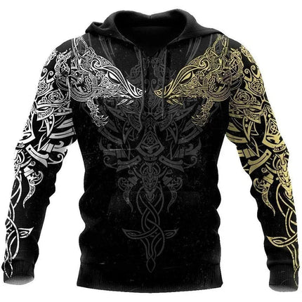 Hoodies Men Heart Skull 3D Medieval Viking Casual Top - Hoodies - PLstar Cosmos - Mad Fly Essentials