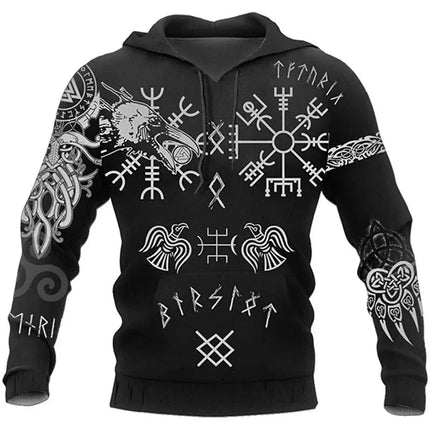 Hoodies Men Heart Skull 3D Medieval Viking Casual Top - Hoodies - PLstar Cosmos - Mad Fly Essentials