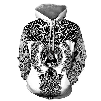 Hoodies Men Heart Skull 3D Medieval Viking Casual Top - Hoodies - PLstar Cosmos - Mad Fly Essentials