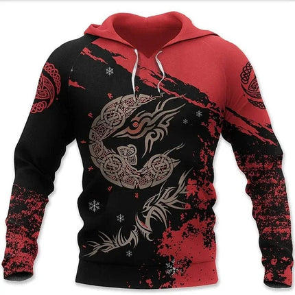Hoodies Men Heart Skull 3D Medieval Viking Casual Top - Hoodies - PLstar Cosmos - Mad Fly Essentials