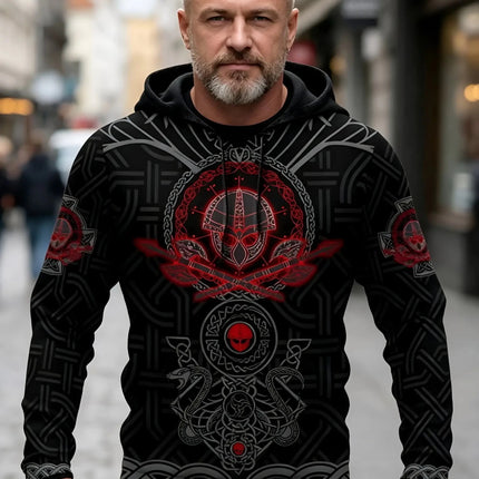 Hoodies Men Wolf Raven Tribal Casual Mask 3D Pullover - Hoodies - PLstar Cosmos - Mad Fly Essentials