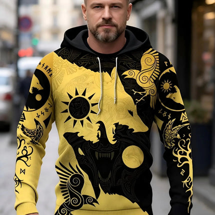 Hoodies Men Wolf Raven Tribal Casual Mask 3D Pullover - Hoodies - PLstar Cosmos - Mad Fly Essentials