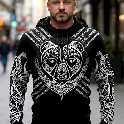 Hoodies Men Wolf Raven Tribal Casual Mask 3D Pullover - Hoodies - PLstar Cosmos - Mad Fly Essentials