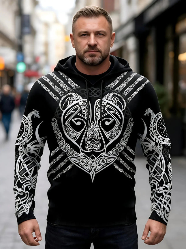Hoodies Men Wolf Raven Tribal Casual Mask 3D Pullover - Hoodies - PLstar Cosmos - Mad Fly Essentials