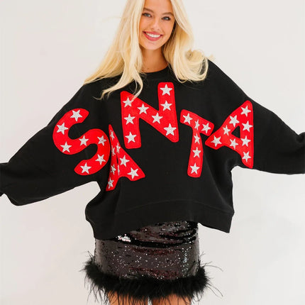 Hoodies Women Christmas Santa Glitter Sequin Pullover - Hoodies - Amorcome - Mad Fly Essentials