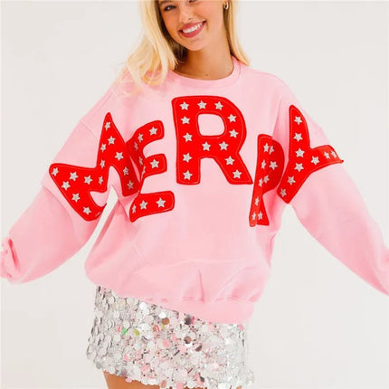 Hoodies Women Christmas Santa Glitter Sequin Pullover - Hoodies - Amorcome - Mad Fly Essentials