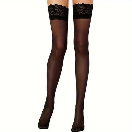 Hosiery Women Lace Stay Up High Thigh Pantyhose - Hosiery - Peacock - Mad Fly Essentials