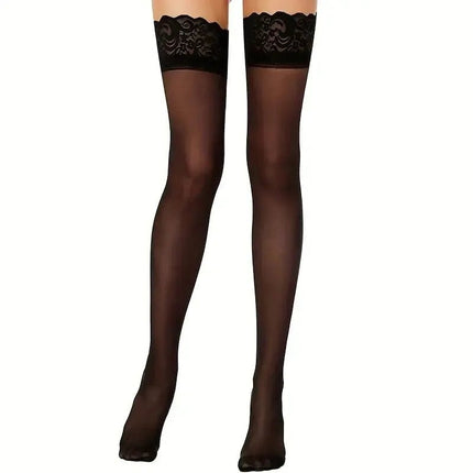 Hosiery Women Lace Stay Up High Thigh Pantyhose - Hosiery - Peacock - Mad Fly Essentials