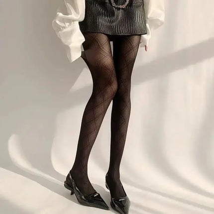 Hosiery Women Sexy Black Diamond Grid Stockings Pantyhose - Hosiery - Gilishon - Mad Fly Essentials