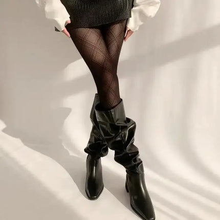 Hosiery Women Sexy Black Diamond Grid Stockings Pantyhose - Hosiery - Gilishon - Mad Fly Essentials