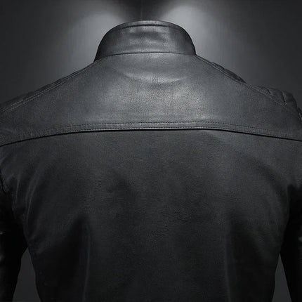 Jacket Men Fashion Leather Solid Stand Collar Outerwear - Jacket - SX - Mad Fly Essentials