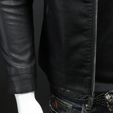 Jacket Men Fashion Leather Solid Stand Collar Outerwear - Jacket - SX - Mad Fly Essentials