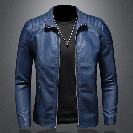 Jacket Men Fashion Leather Solid Stand Collar Outerwear - Jacket - SX - Mad Fly Essentials