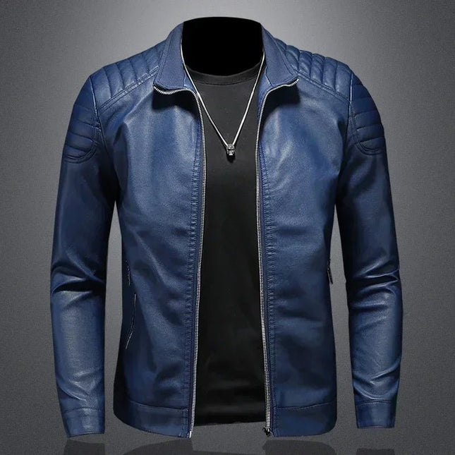 Jacket Men Fashion Leather Solid Stand Collar Outerwear - Jacket - SX - Mad Fly Essentials