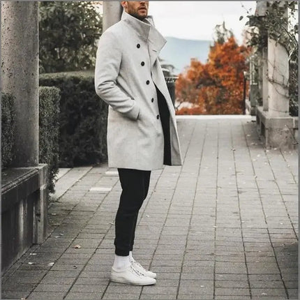 Jacket Men Stand-Collar Long Pocket Coat - Jacket - BC - Mad Fly Essentials
