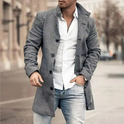 Jacket Men Stand-Collar Long Pocket Coat - Jacket - BC - Mad Fly Essentials