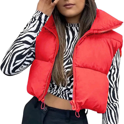 Jacket Women Cropped Vest Sleeveless Puffer Outerwear - Jacket - Sunsiom - Mad Fly Essentials