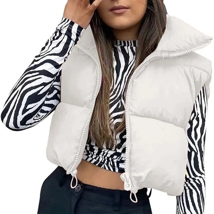 Jacket Women Cropped Vest Sleeveless Puffer Outerwear - Jacket - Sunsiom - Mad Fly Essentials