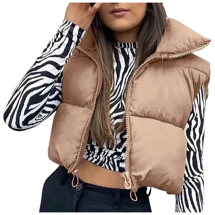 Jacket Women Cropped Vest Sleeveless Puffer Outerwear - Jacket - Sunsiom - Mad Fly Essentials