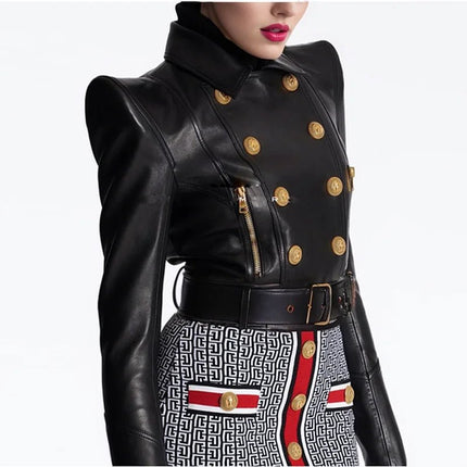 Jacket Women Fashion Rope Lace Leather Blazer - Jacket - Hageofly - Mad Fly Essentials