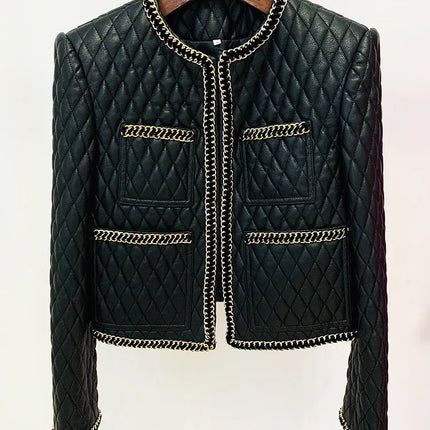 Jacket Women Fashion Rope Lace Leather Blazer - Jacket - Hageofly - Mad Fly Essentials
