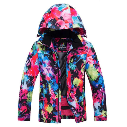 Jacket Women Pink Blue Marble Ski Outerwear - Jacket - ARCTIC QUEEN - Mad Fly Essentials