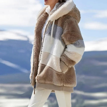 Jacket Women Winter Fashion Hooded Zipper Plaid Outerwear - Jacket - Astrid - Mad Fly Essentials
