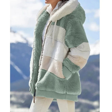 Jacket Women Winter Fashion Hooded Zipper Plaid Outerwear - Jacket - Astrid - Mad Fly Essentials