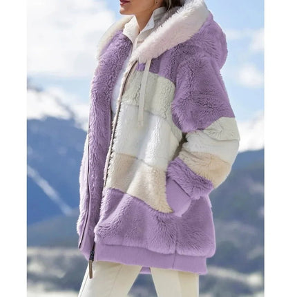 Jacket Women Winter Fashion Hooded Zipper Plaid Outerwear - Jacket - Astrid - Mad Fly Essentials