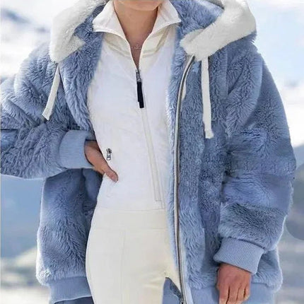 Jacket Women Winter Fashion Hooded Zipper Plaid Outerwear - Jacket - Astrid - Mad Fly Essentials