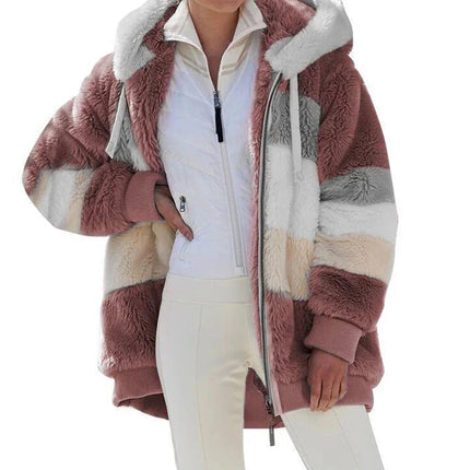 Jacket Women Winter Fashion Hooded Zipper Plaid Outerwear - Jacket - Astrid - Mad Fly Essentials