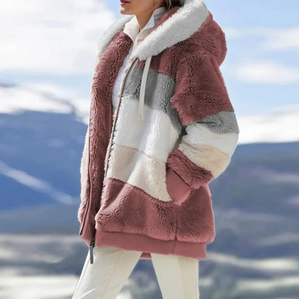 Jacket Women Winter Fashion Hooded Zipper Plaid Outerwear - Jacket - Astrid - Mad Fly Essentials