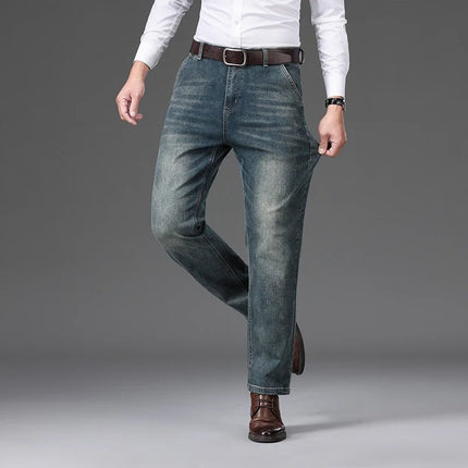 Jeans Men Blue-Grey Classic Denim Pants - Jeans - Brother Wang - Mad Fly Essentials