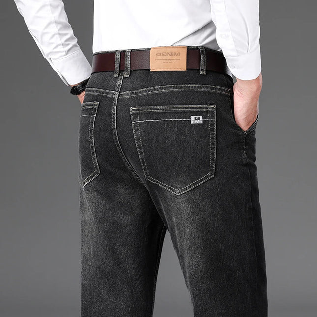 Jeans Men Blue-Grey Classic Denim Pants - Jeans - Brother Wang - Mad Fly Essentials