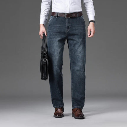 Jeans Men Blue-Grey Classic Denim Pants - Jeans - Brother Wang - Mad Fly Essentials