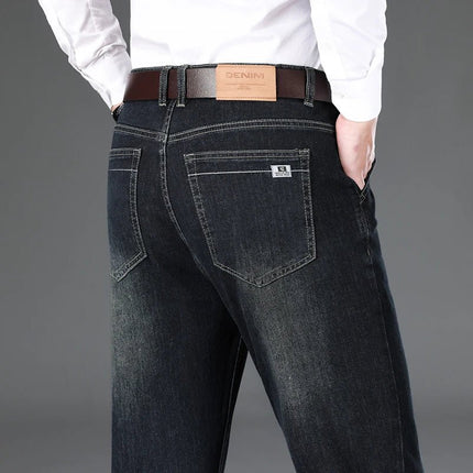 Jeans Men Blue-Grey Classic Denim Pants - Jeans - Brother Wang - Mad Fly Essentials