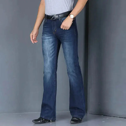 Jeans Men Blue - Grey Flared Boot Cut Pants - Jeans - Brother Wang - Mad Fly Essentials