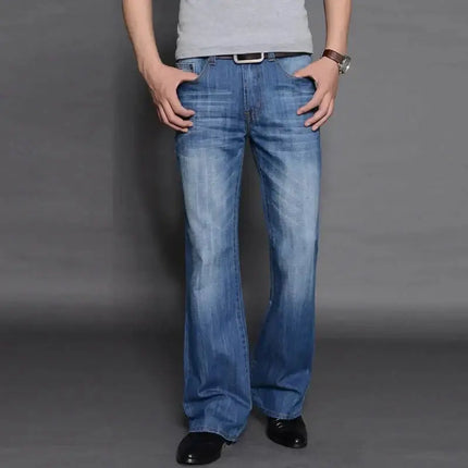 Jeans Men Blue - Grey Flared Boot Cut Pants - Jeans - Brother Wang - Mad Fly Essentials