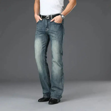 Jeans Men Blue - Grey Flared Boot Cut Pants - Jeans - Brother Wang - Mad Fly Essentials