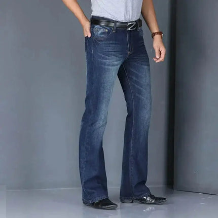 Jeans Men Blue - Grey Flared Boot Cut Pants - Jeans - Brother Wang - Mad Fly Essentials