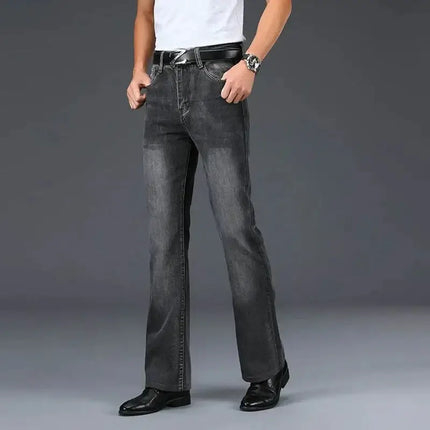Jeans Men Blue - Grey Flared Boot Cut Pants - Jeans - Brother Wang - Mad Fly Essentials