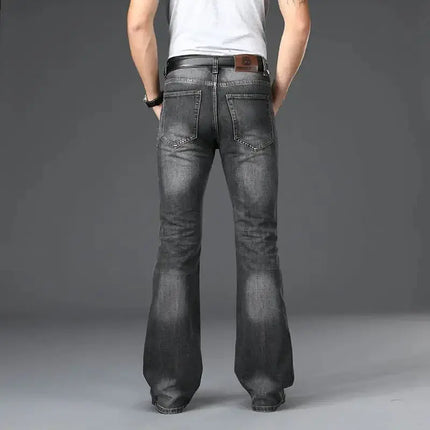 Jeans Men Blue - Grey Flared Boot Cut Pants - Jeans - Brother Wang - Mad Fly Essentials