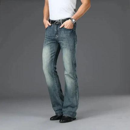 Jeans Men Blue - Grey Flared Boot Cut Pants - Jeans - Brother Wang - Mad Fly Essentials