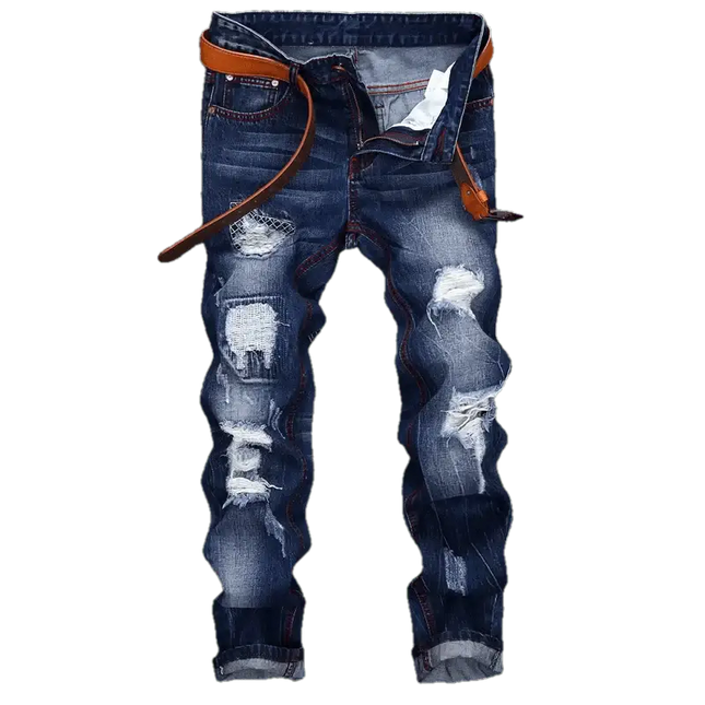 Jeans Men Mid - Waist Denim Straight Cargo Pants - Jeans - ZHAHL - Mad Fly Essentials