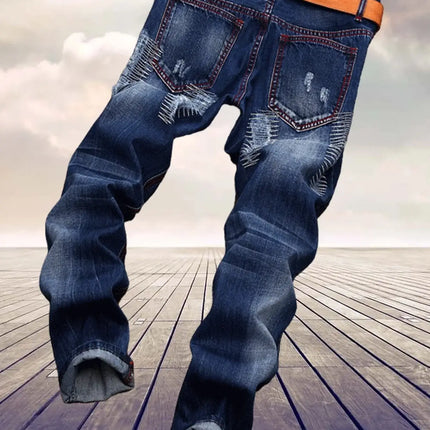 Jeans Men Mid - Waist Denim Straight Cargo Pants - Jeans - ZHAHL - Mad Fly Essentials